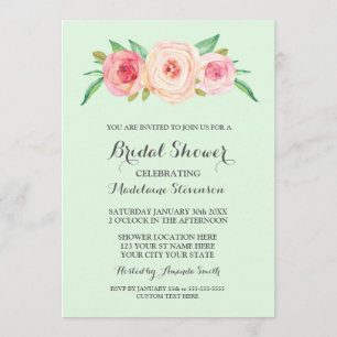 Blush Pink Floral Mint Groen Vrijgezellenfeest Kaart