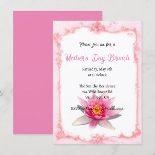 Blush Pink Floral Moederdag Brunch Invitat Kaart