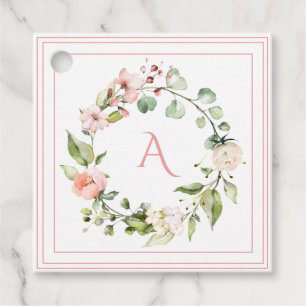 Blush Pink Floral Monogram Wedding Elegant Bedankjes Labels