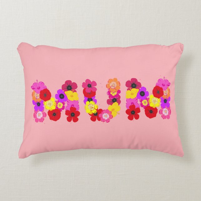 Blush Pink Floral Mum Typographic Accent Pillow Accent Kussen (Voorkant)