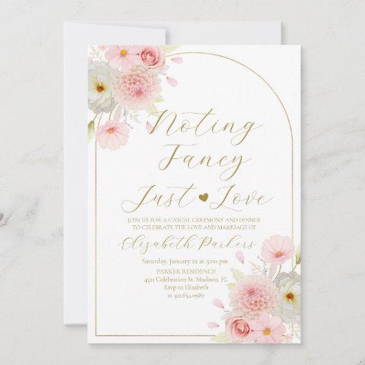 Blush Pink Floral Niets Fancy Gewoon Liefde Kaart (Voorkant)