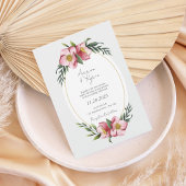 Blush Pink Floral Oval Wedding Invitation