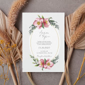 Blush Pink Floral Oval Wedding Invitation