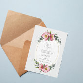 Blush Pink Floral Oval Wedding Invitation