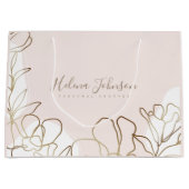 Blush Pink Floral Paper Bag  Groot Cadeauzakje (Voorkant)