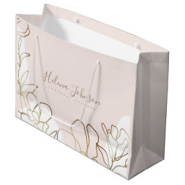 Blush Pink Floral Paper Bag  Groot Cadeauzakje