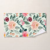 Blush Pink Floral Pattern Mint Bad Handdoek (Handdoek)