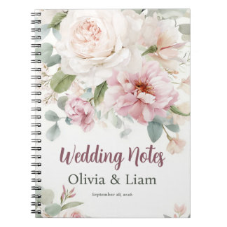 Blush Pink Floral Personalized Wedding Planner Notitieboek