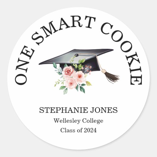 Blush Pink Floral Pet One Smart Cookie Sticker (Voorkant)