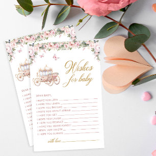 Blush Pink Floral Princess Wensen voor Baby Kaart