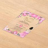 Blush Pink Floral Prinses Mis Quince Quinceañera Acryl Uitnodigingen (Laagn)
