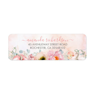 Blush Pink Floral Pumpkins Elegant Herfst Party Etiket