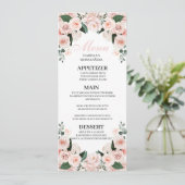 Blush Pink Floral Quinceanera Menu Kaart (Staand voorkant)