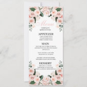 Blush Pink Floral Quinceanera Menu Kaart (Voorkant)