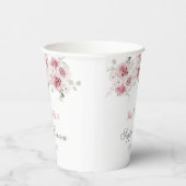 Blush Pink Floral Quinceañera Papieren Bekers (Rechts)