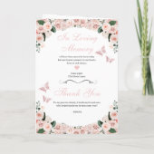 Blush Pink Floral Quinceanera Tiara Butterflies Programma (Achterkant)