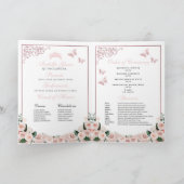 Blush Pink Floral Quinceanera Tiara Butterflies Programma (Binnen)