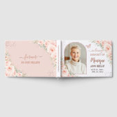 Blush Pink Floral Roos Gold Memorial begrafenis fo Gastenboek (Volledig)