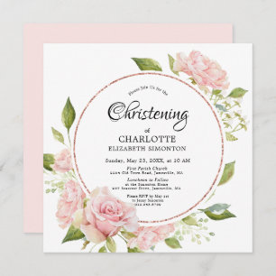 Blush Pink Floral Roos Gold Waterverf Kaart