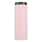 Blush Pink Floral Roos Pattern Monogrammed Thermosbeker (Achterkant)