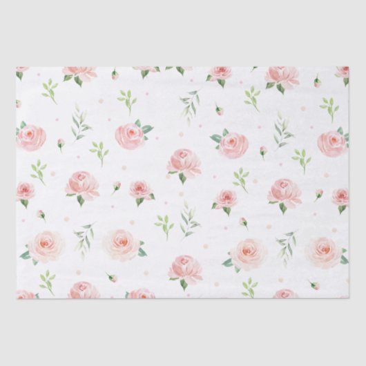  Blush Pink Floral Rozen Flowers Decoupage Tissuepapier (Voorkant)
