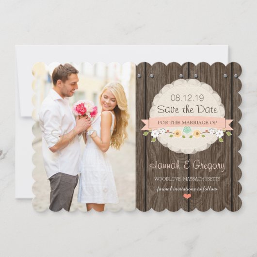 BLUSH PINK Floral Rustic Boho Save the Date Card (Voorkant)