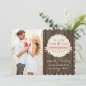 BLUSH PINK Floral Rustic Boho Save the Date Card (Staand voorkant)