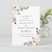 Blush Pink Floral Rustic Floral Wedding Kaart (Staand voorkant)