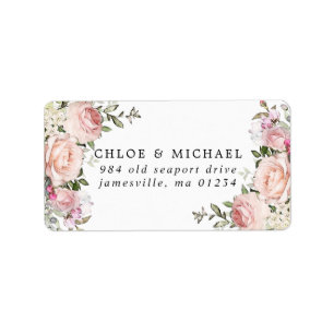 Blush Pink Floral Rustic Wedding Mailing Label