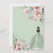 Blush Pink Floral Sage Green Quinceañera Sweet 16 Kaart (Achterkant)