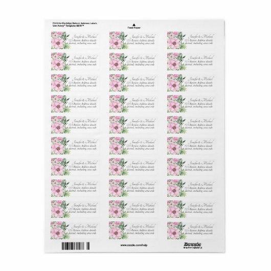 Blush Pink Floral Sage Leaves Budget Weddenschap Etiket (Full Sheet)