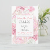 Blush Pink Floral Save the Date Kaart (Staand voorkant)
