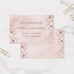 Blush Pink Floral Shower Gift Registry Insert Kaar Visitekaartje