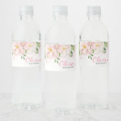 Blush Pink Floral Spring Baby shower Waterfles Etiket (Flessen)