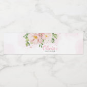 Blush Pink Floral Spring Baby shower Waterfles Etiket (Enkel label)