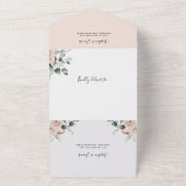Blush Pink Floral Spring Weddenschap met RSVP All In One Uitnodiging (Buitenkant)