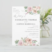 Blush Pink Floral & Succulent Wedding Kaart (Staand voorkant)