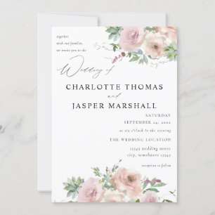 Blush Pink Floral & Succulent Wedding Kaart