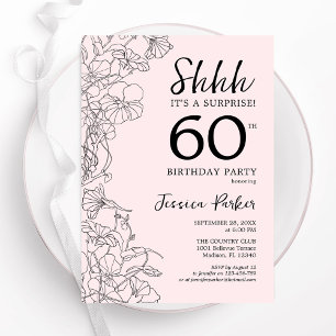 Blush Pink Floral Surprise 60th Birthday Kaart