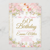 Blush Pink Floral Surprise 60th Birthday Kaart (Voorkant / Achterkant)