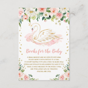 Blush Pink Floral Swan Princess Books for Baby Informatiekaartje