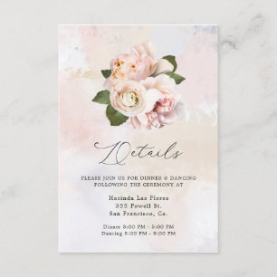 Blush Pink Floral Sweet 16 Details Enclosure Kaart