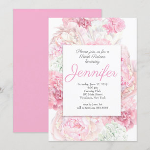Blush Pink Floral Sweet 16 Uitnodiging