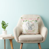 Blush Pink Floral Sweet Elephant Girl Nursery Kussen (Stoel)