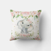 Blush Pink Floral Sweet Elephant Girl Nursery Kussen (Achterkant)