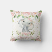 Blush Pink Floral Sweet Elephant Girl Nursery Kussen (Voorkant)