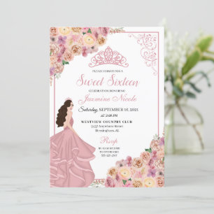 Blush Pink Floral Sweet Zestien verjaardag Kaart