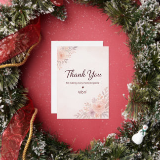Blush Pink Floral Thank You Card | Modern Elegant Folie Feestdagenkaart