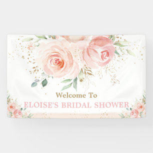 Blush Pink Floral Vrijgezellenfeest Achtergrond We Spandoek