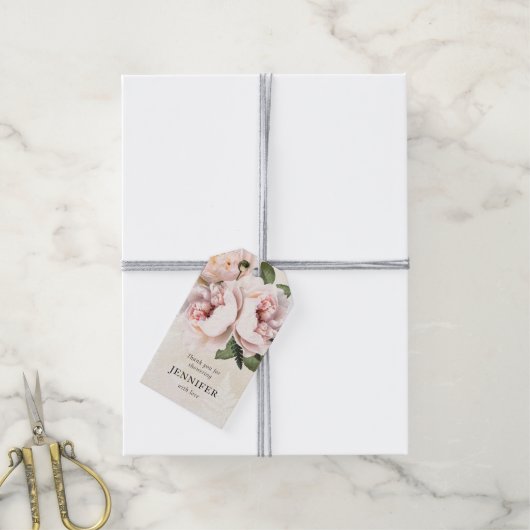 Blush Pink Floral Vrijgezellenfeest Dank u wel Cadeaulabel (Met Touw)